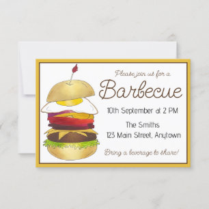 Invitación La barbacoa australiana de barbacoa con mucha comi