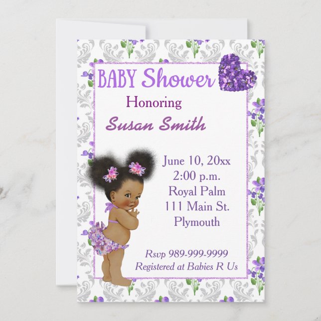 Invitación La bebé africana norteamericana Baby Shower (Anverso)