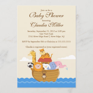 Invitación La bebé arca de Cute Noah o la ducha de bebé