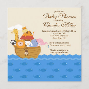 Invitación La bebé arca de Cute Noah o la ducha de bebé