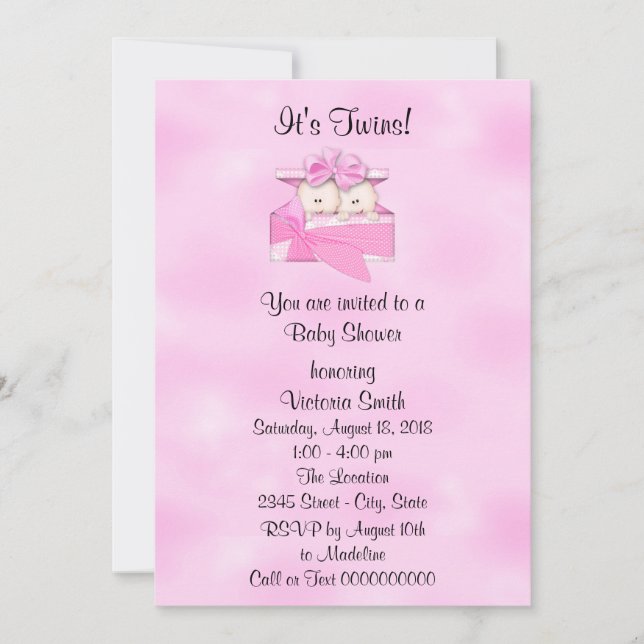 Invitación La bebé gemela de Baby Shower (Anverso)