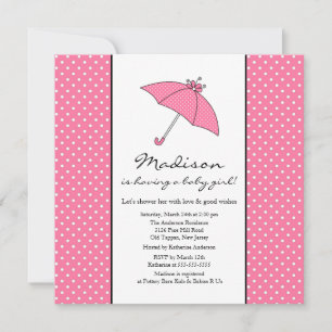 Invitación La bebé paraguas rosada Baby Shower