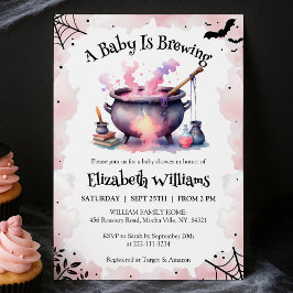 Invitación La bebé rosa de Halloween se prepara en Baby Showe