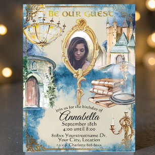 Invitación La belleza acuarela y el espejo fotográfico de la