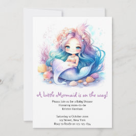 Invitación La belleza de Baby Shower de la sirena de una niña