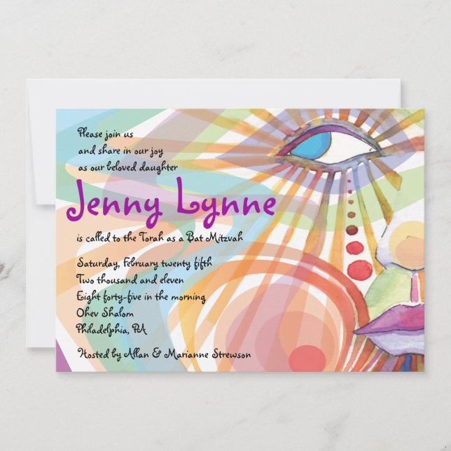 Invitación La belleza en la cara invitada Mitzvah (Anverso)