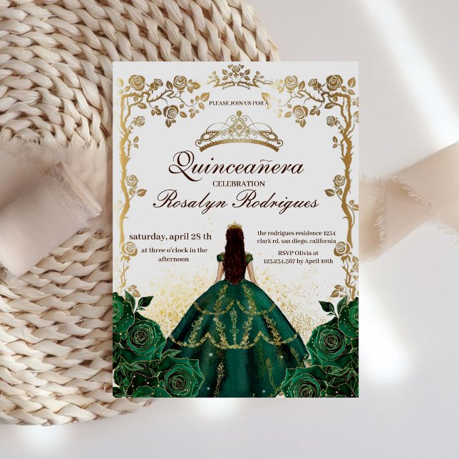 Invitación La belleza esmeralda Quinceanera y la mejor quince (Subido por el creador)