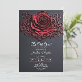 Invitación La belleza y el dulce rosa rojo de la bestia 16