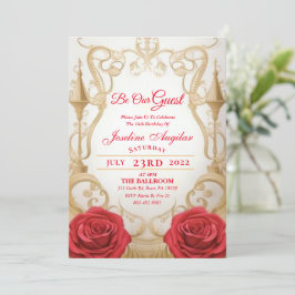Invitación La belleza y el Rosa de la bestia dulce 16
