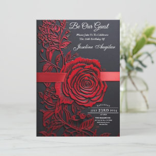 Invitación La belleza y la bestia dulce 16 Rosa Roja