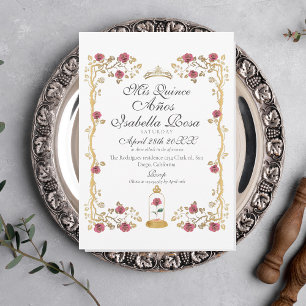 Invitación La Bestia y la Bella Quinceañera de Cuento de Hada