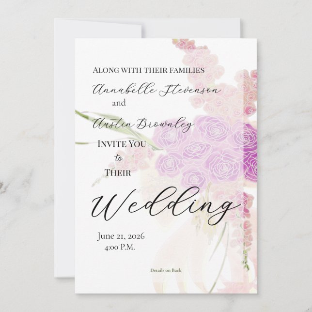 Invitación La Boca Rosa Bouquet de lazo transparente Invitaci (Anverso)