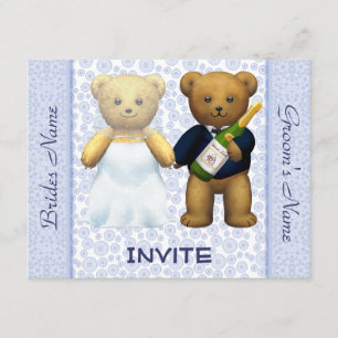 Invitación La boda azul de los osos de peluche invita a