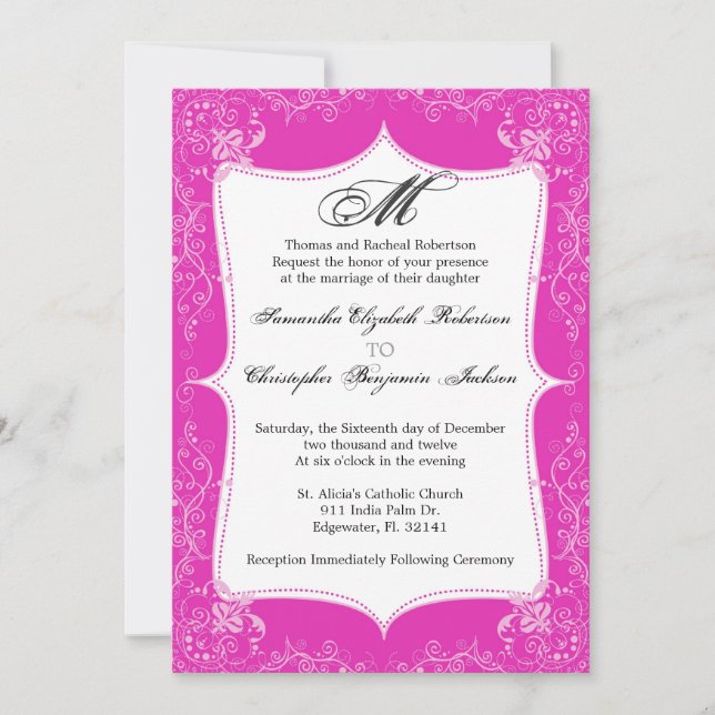Invitación La boda azul verde azulada del monograma del (Anverso)