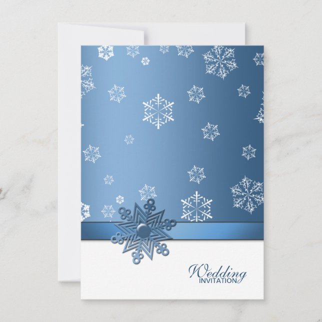 Invitación La boda azul y blanca del invierno del copo de (Anverso)