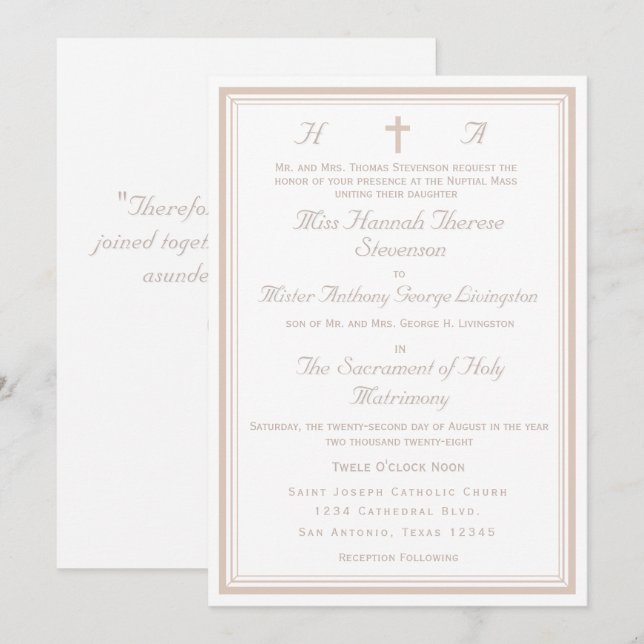 Invitación La Boda Católica Refinada (Anverso / Reverso)