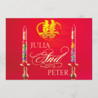 La boda china de las Velas Rojas Dragón-Fénix invi