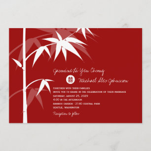 Invitación La boda china del árbol de bambú asiático oriental
