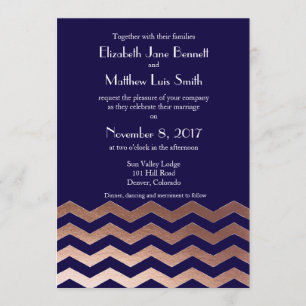 Invitación La boda color de rosa elegante bilingüe de Chevron