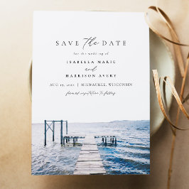 Invitación La boda de acuarela del muelle LAKE Guardar la fec