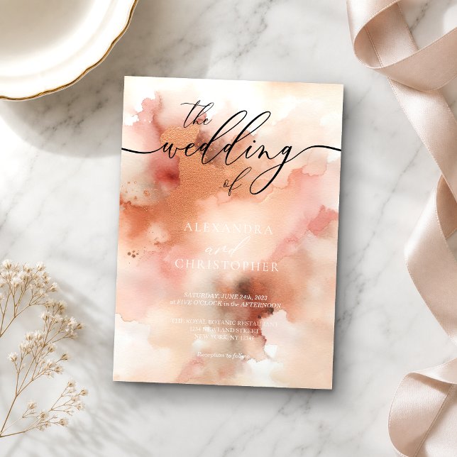 Invitación La Boda De Acuarela RoseGold  (Subido por el creador)