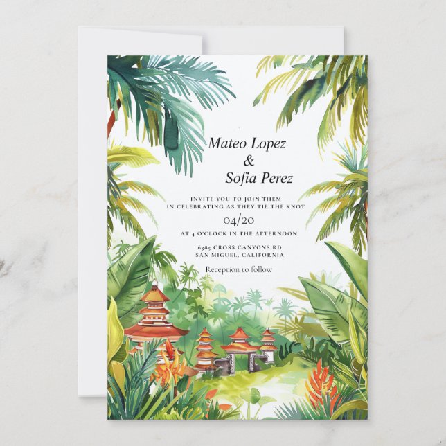 Invitación La boda de Bali invita al paisaje tropical (Anverso)