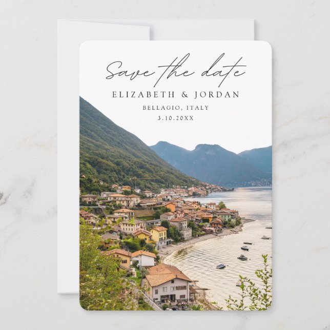Invitación La boda de Bellagio Italia salva la fecha (Anverso)