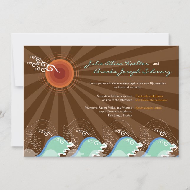 Invitación La boda de Brown Sun de las ondas de Guay del (Anverso)