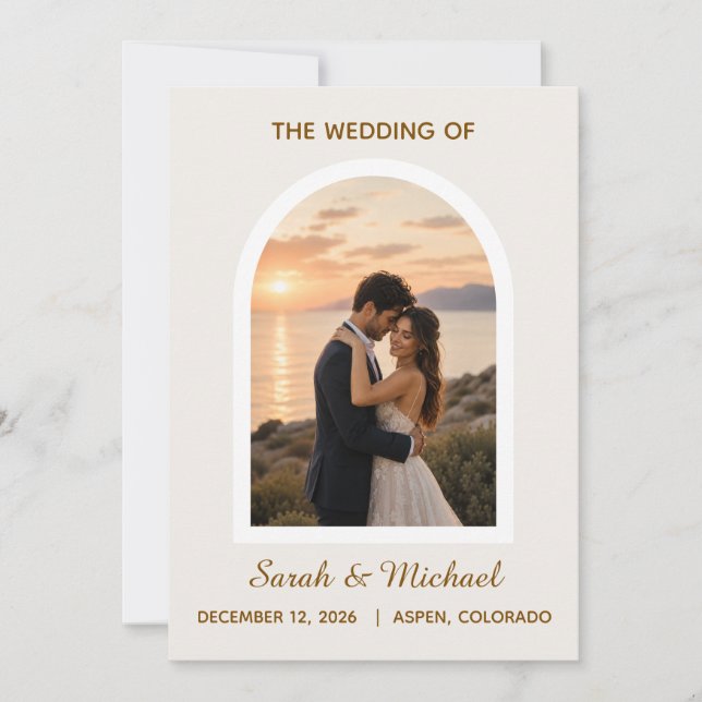 Invitación 'La boda de' Foto de Arco Moderno Save the Date (Anverso)