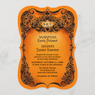 Invitación La boda de Halloween invita - naranja - a la