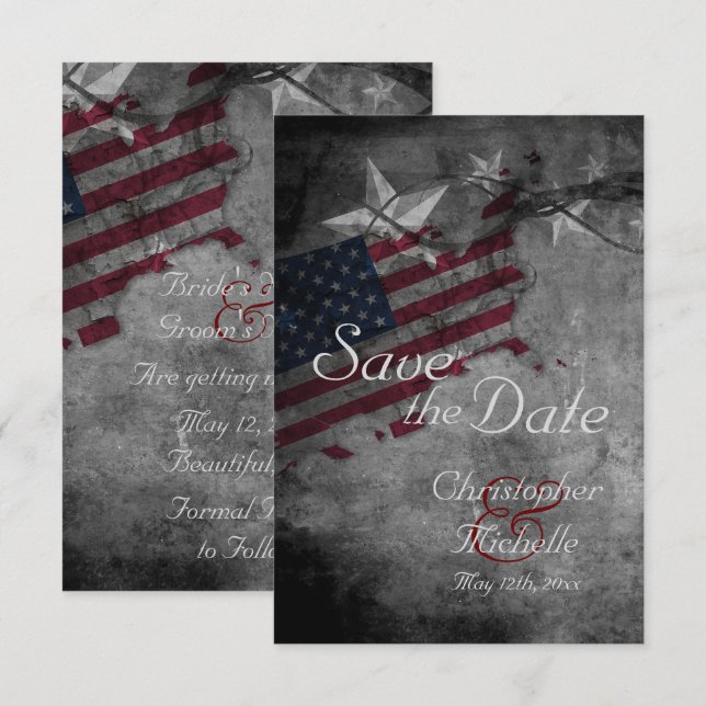 Invitación La boda de la bandera estadounidense patriótica sa (Anverso / Reverso)