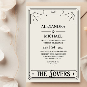 Invitación La boda de la carta de tarot negro mística de Los 
