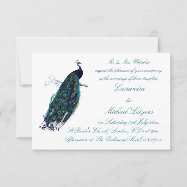 Invitación La boda de la colección del pavo real invita (Anverso)