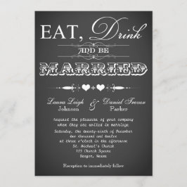 Invitación La boda de la pizarra de la tipografía del vintage