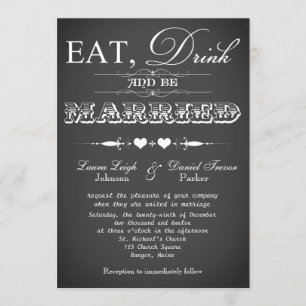 Invitación La boda de la pizarra de la tipografía del vintage