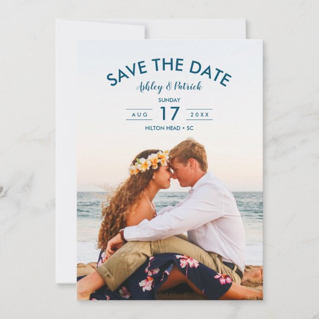 Invitación La Boda De La Playa Del Mar Del Océano Azul Salva  (Anverso)