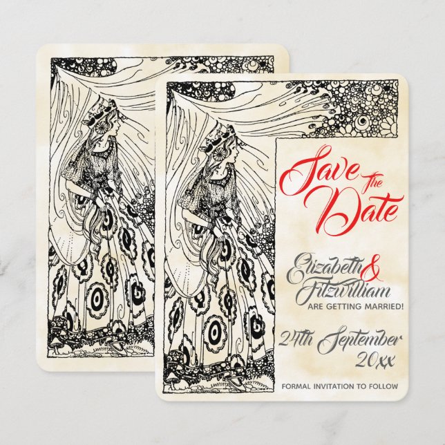 Invitación La boda de la princesa de cuento de hadas salva la (Anverso / Reverso)