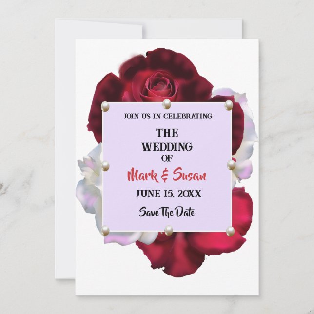 Invitación La boda de la Rosa Roja y la Perla Blanca de Rubor (Anverso)