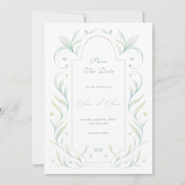 Invitación La boda de las hojas verdes salva la fecha (Anverso)