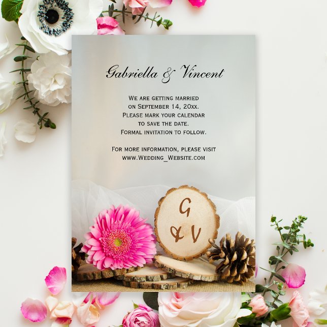 Invitación La boda de los bosques de margarita rosada rusa sa (Subido por el creador)