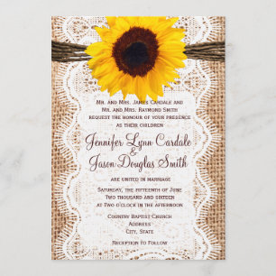 Invitación La boda de los girasoles rusos de los encajes invi