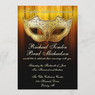 Invitación La boda de lujo de la mascarada del oro del