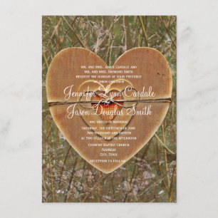 Invitación La boda de madera de Camo del corazón del país