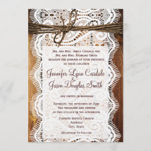 Invitación La boda de madera del país de la guita rústica del