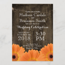 Invitación La boda de madera rústica de las margaritas