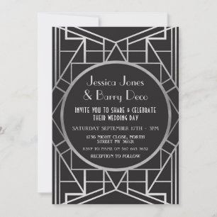 Invitación la boda de plata 20s de Gatsby del art déco de los