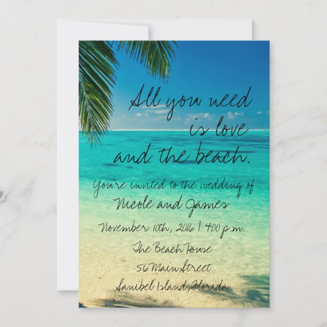 Invitación La boda de playa tropical de la Florida invita (Anverso)