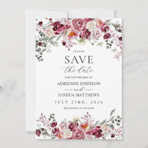 Invitación La boda de Rosas de Peones de Rubor y Borgoña salv