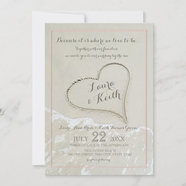 Invitación La boda de Sand Heart Beach (Anverso)