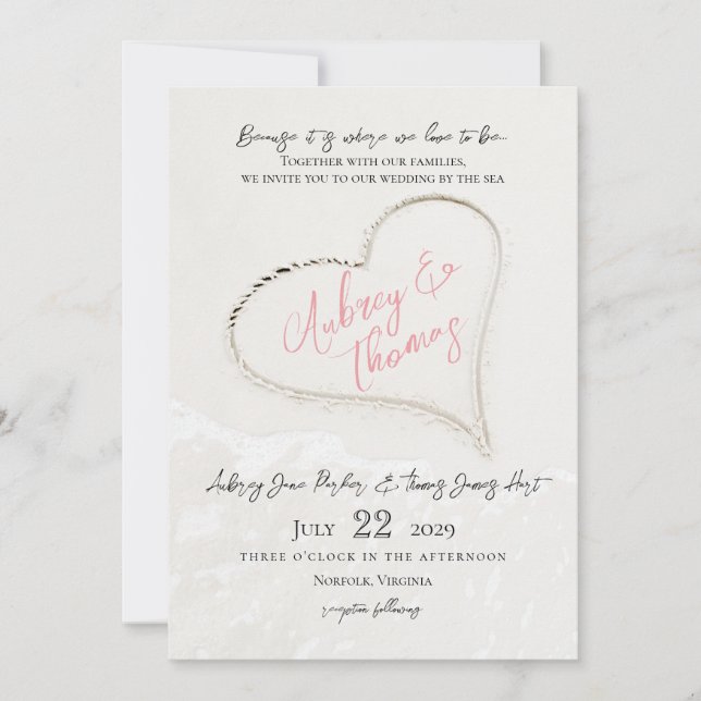 Invitación La boda de Sand Heart Beach (Anverso)